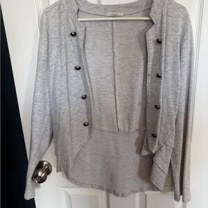 Maurices Light Gray Button-Front Open Cardigan